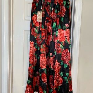 Floral Maxi Skirt - Red and Black